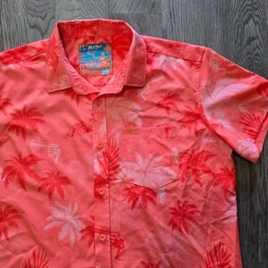 Retro Rifle Vice City Neon Orange Tropical Palm Tree Revolver AOP Men's XL Shirt